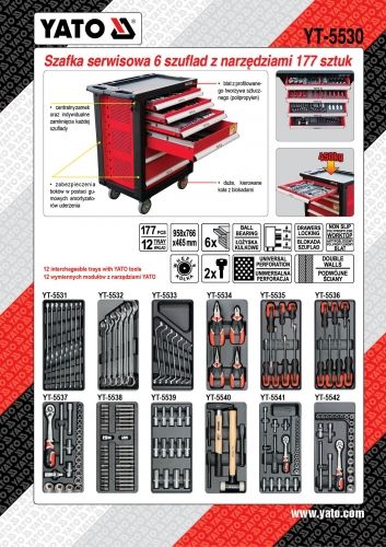 Yato YT-5530 szerszámos szekrény 177részes