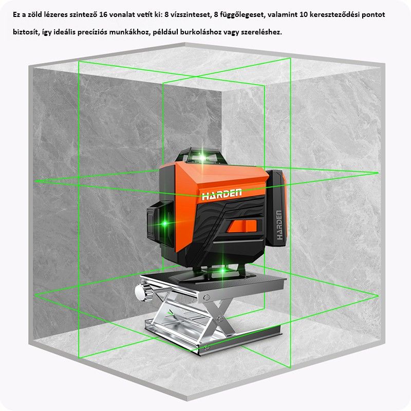 Lézeres szintező zöld 16 vonalas önbeálló Harden Profi