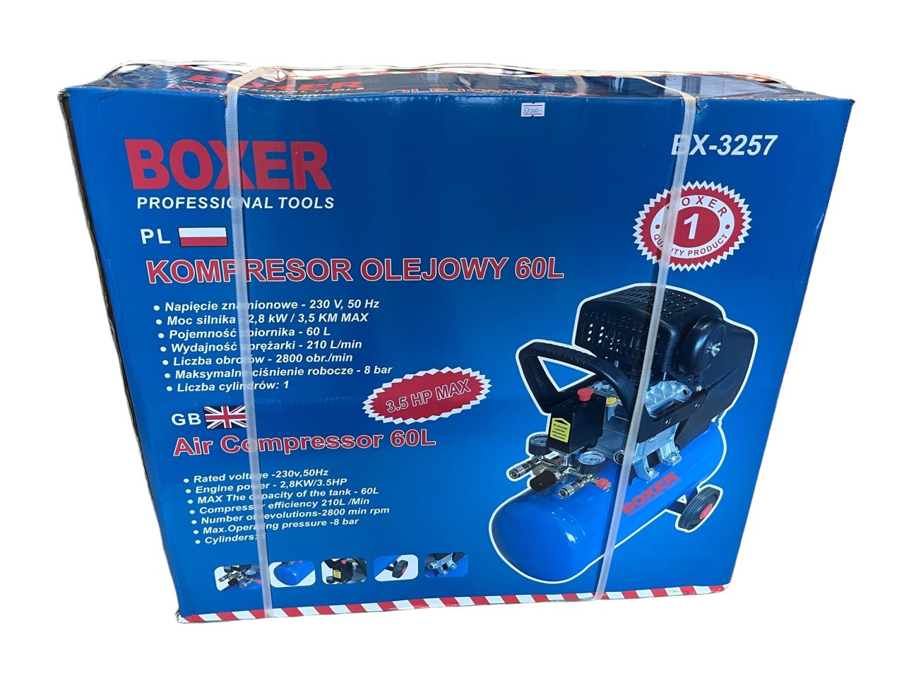 Boxer levegő kompresszor 60L olajkenésű Boxer levegő kompresszor 60L olajkenésű
