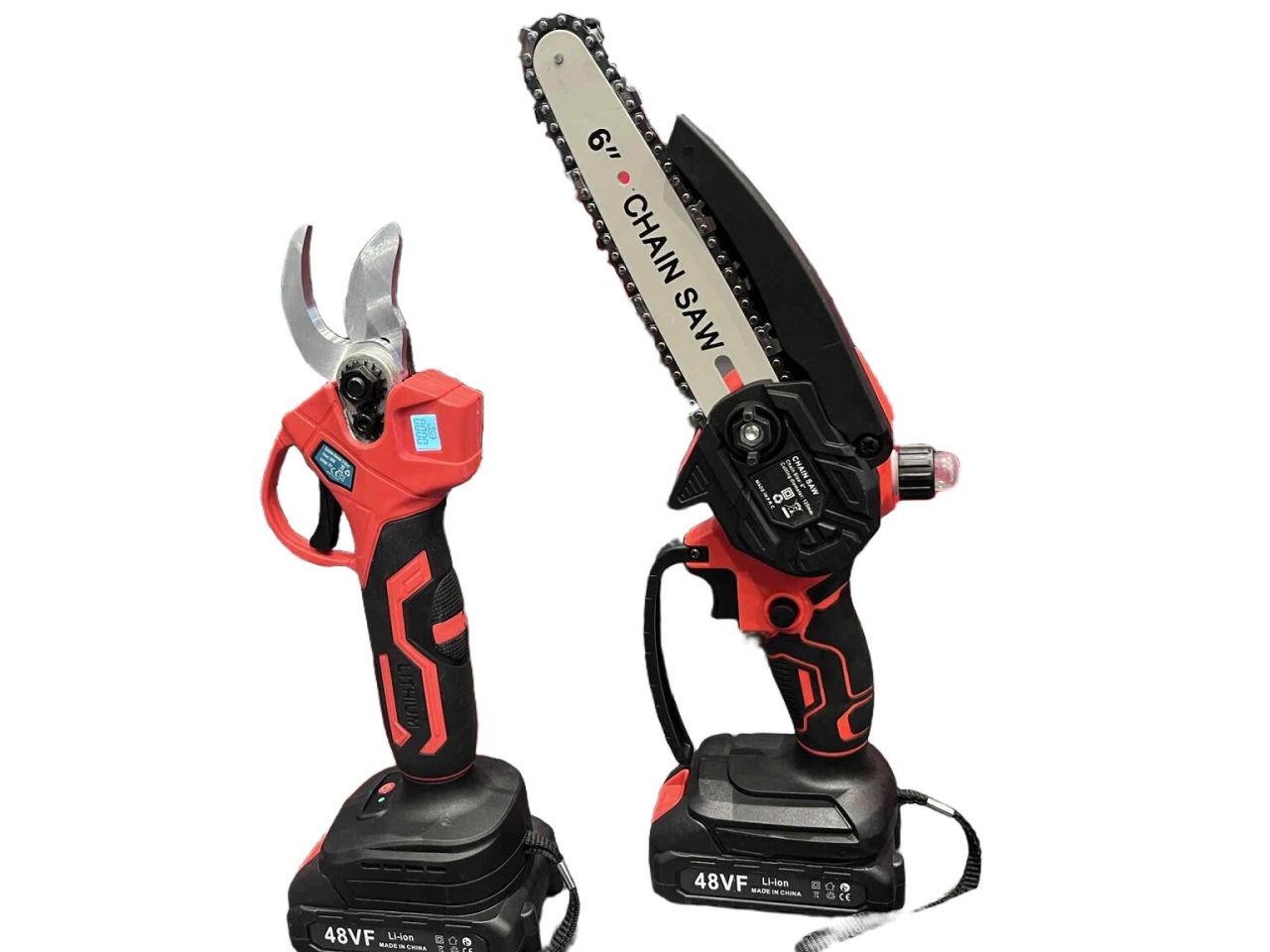 Akkus ágvágó szett metsző ollóval és mini láncfűrésszel 2db akku + töltő