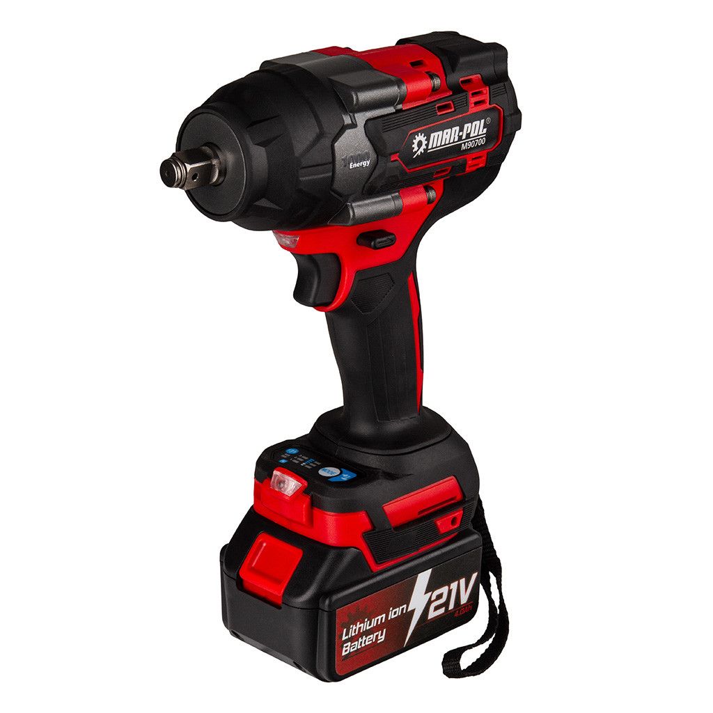 Mar-Pol M90700 ütve csavarozó 1/2" 1000nm 2db akku + töltő Mar-Pol M90700 ütve csavarozó 1/2" 1000nm 2db akku + töltő